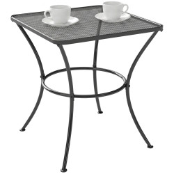 Mesa auxiliar quadrada mesa de jardim exterior com estrutura de metal para pátio terraço varanda 45x45x50 cm preto