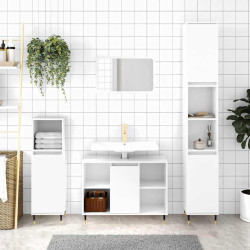Armário wc 80x33x60 cm derivados de madeira branco brilhante