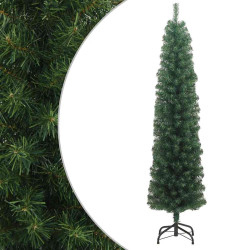 Árvore de natal artificial fina com suporte 180 cm PVC verde