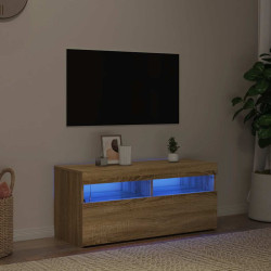 Móvel de TV com luzes LED 90x35x40 cm carvalho sonoma