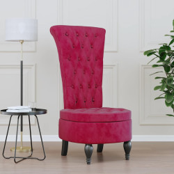 Cadeirão c/ encosto alto veludo vermelho-tinto design de botões