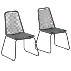 Cadeiras de exterior 2 pcs vime PE preto