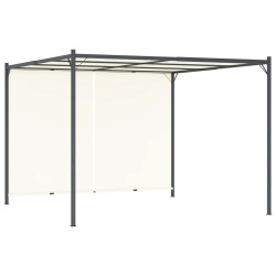 Pérgola com toldo ajustável 3 x 3 m aço branco nata