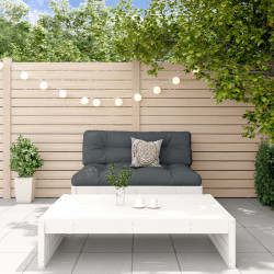2Pcs conjunto lounge jardim c/ almofadões madeira maciça branco