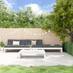 4Pcs conjunto lounge jardim c/ almofadões madeira maciça branco