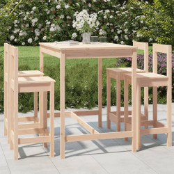 5 Pcs conjunto de bar para jardim pinho maciço