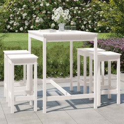 5 Pcs conjunto de bar para jardim pinho maciço branco