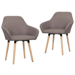 Cadeiras de jantar 2 pcs tecido cinzento-acastanhado