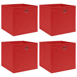 Caixas de arrumação 4 pcs 32x32x32 cm tecido vermelho