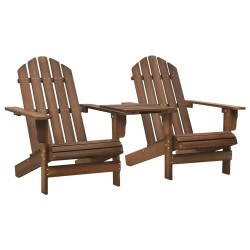Cadeiras jardim adirondack + mesa centro madeira abeto castanho