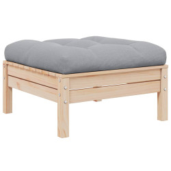 Apoio de pés para jardim c/ almofadão cinzento pinho maciço