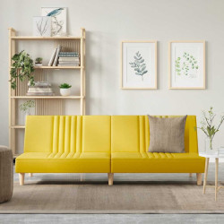 Sofá-cama tecido amarelo-claro