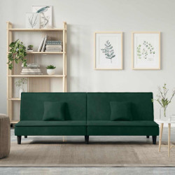 Sofá-cama veludo verde-escuro