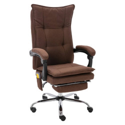 Cadeira de escritório c/ função de massagem tecido castanho
