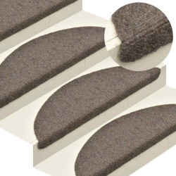 Tapetes de escada autoadesivos 10 peças 65x21x4 cm bege semicircular grande