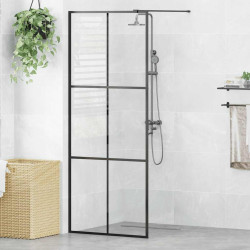 Divisória de chuveiro 80x195 cm vidro transparente esg preto