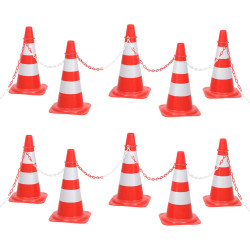 Conjunto de cones com corrente de 10 m vermelho e branco
