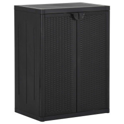 Móvel de arrumação para jardim 65x45x88 cm vime PP preto