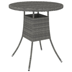 Mesa para jardim 70x70x73 cm vime PE cinzento