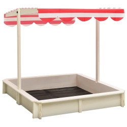 Caixa de areia c/ telhado ajustável abeto uv50 branco/vermelho