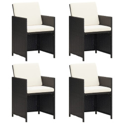 Cadeiras de jardim 4 pcs vime PE preto