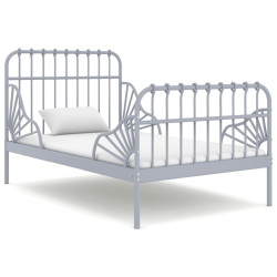Estrutura de cama extensível em metal cinzento 80x130/200 cm