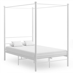 Estrutura de cama com dossel 140x200 cm metal branco