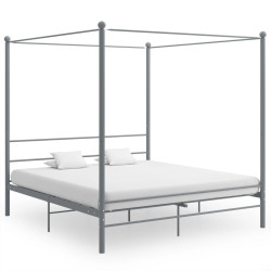 Estrutura de cama com dossel 180x200 cm metal cinzento