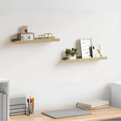 Prateleiras de parede 2 pcs 40x9x3 cm branco e carvalho sonoma