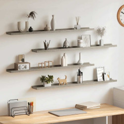 Prateleiras de parede 4 pcs 100x9x3 cm cinzento cimento