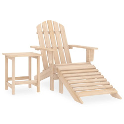 Cadeira de jardim adirondack c/ otomano e mesa abeto maciço