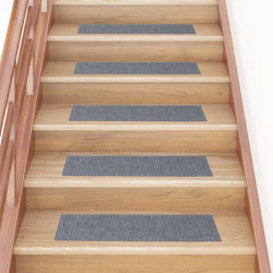 Tapetes de escada autoadesivos 15 peças 76x20 cm cinza claro retangulares