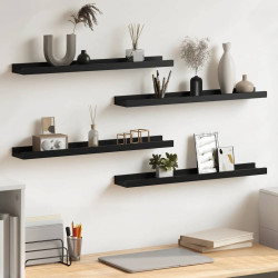 Prateleiras de parede 4 pcs 60x9x3 cm preto