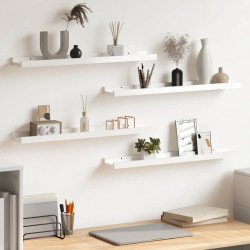 Prateleiras de parede 4 pcs 60x9x3 cm branco brilhante