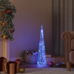 Cone de iluminação decorativo c/ leds azuis acrílico 60 cm