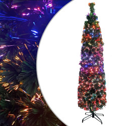 Árvore de natal artificial fina c/ suporte 150 cm fibra ótica