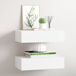 Prateleiras de parede com gavetas 2pcs MDF 40x23,5x10 cm branco