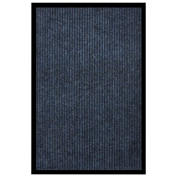 Tapete de porta às riscas 80x120 cm azul