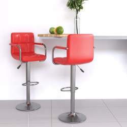 Bancos de bar 2 pcs couro artificial vermelho