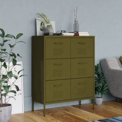 Armário com gavetas aço 80x35x101,5 cm verde-azeitona
