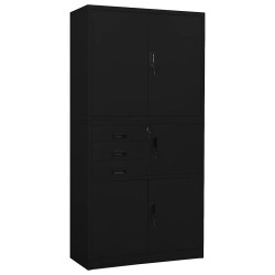 Armário de escritório 90x40x180 cm aço preto