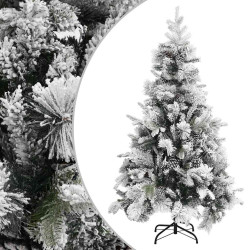 Árvore de natal c/ flocos de neve e pinhas 195 cm PVC e PE