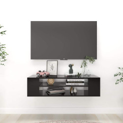 Armário TV suspenso 100x30x26,5 cm derivados de madeira preto