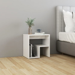 Mesa de cabeceira derivados de madeira branco brilhante