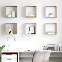 Prateleiras de parede em forma de cubo 6 pcs 30x15x30cm sonoma