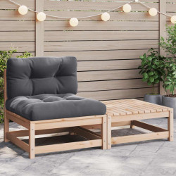 2 Pcs conjunto lounge de jardim com almofadões pinho maciço