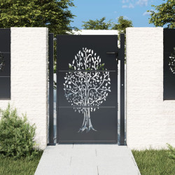 Portão de jardim 100x125 cm aço design árvore antracite