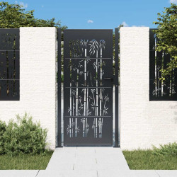Portão de jardim antracite 100x175 cm aço bambu design