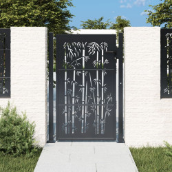 Portão de jardim 100x125 cm aço design bambu antracite