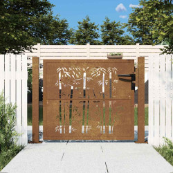 Portão de jardim 100x75 cm em aço corten com design quadrado